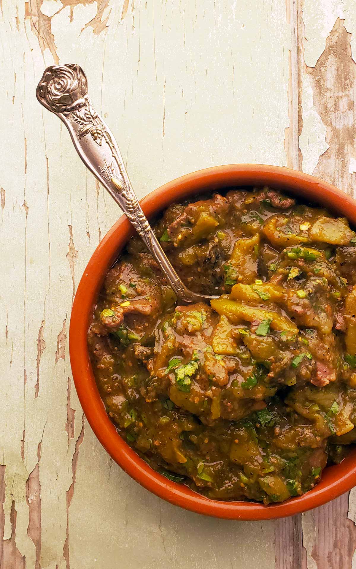 A bowl of venison carne guisada