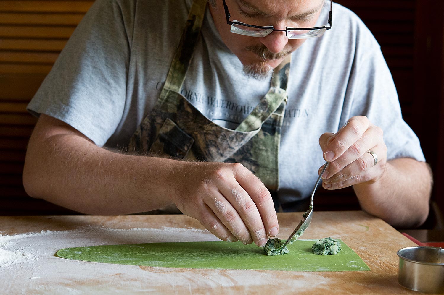 Hank Shaw making pasta. 