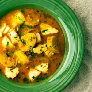 Closeup of Caribbean fish stew recipe