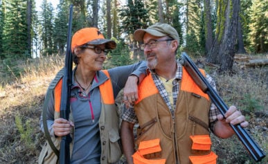 Holly Heyser and Hank Shaw after a hunt.