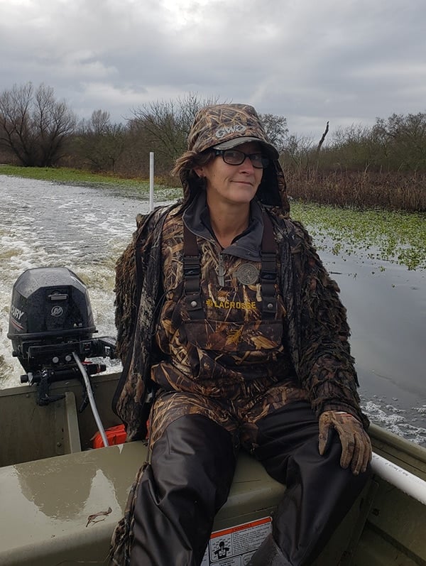 Holly Heyser running a duck boat