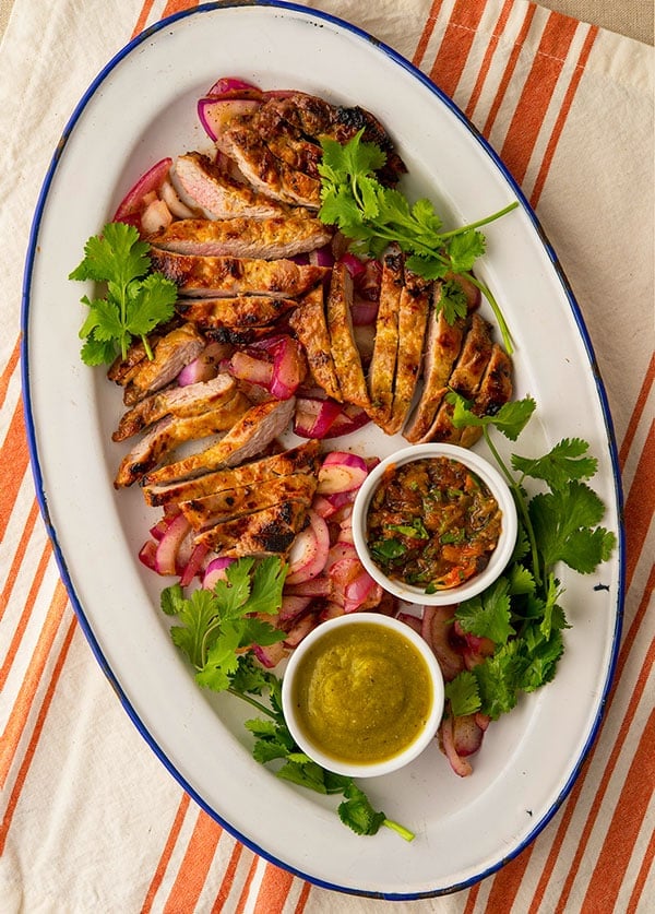 poc chuc, Mayan grilled pork on a platter