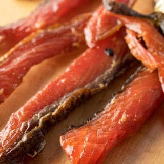 Detail image of salmon jerky for recipe