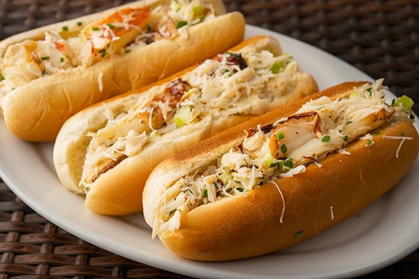 Another image of crab rolls on a plate. 