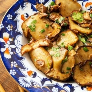 Closeup of mushroom stir fry