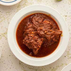 Venison birria in a bowl