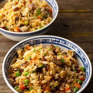 two bowls of duck fried rice