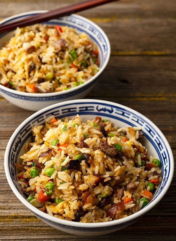 two bowls of duck fried rice