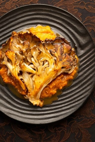 Hen of the woods recipe on a plate