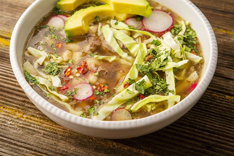 A big bowl of pozole blanco