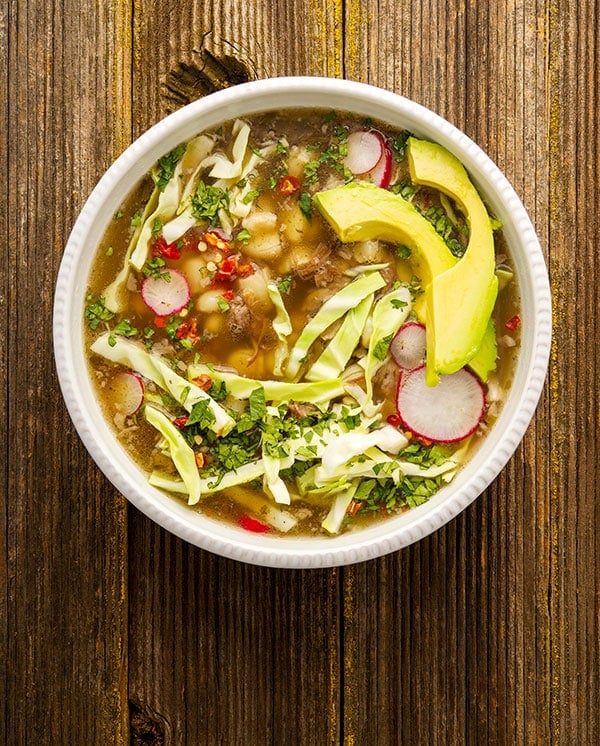 pozole blanco in a bowl