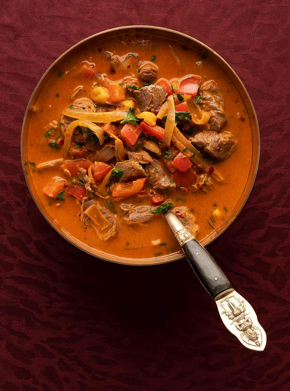 A bowl of Thai red coconut curry