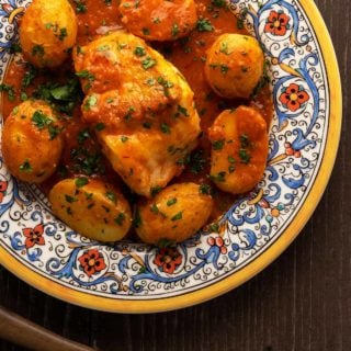 Catalan monkfish recipe on a plate