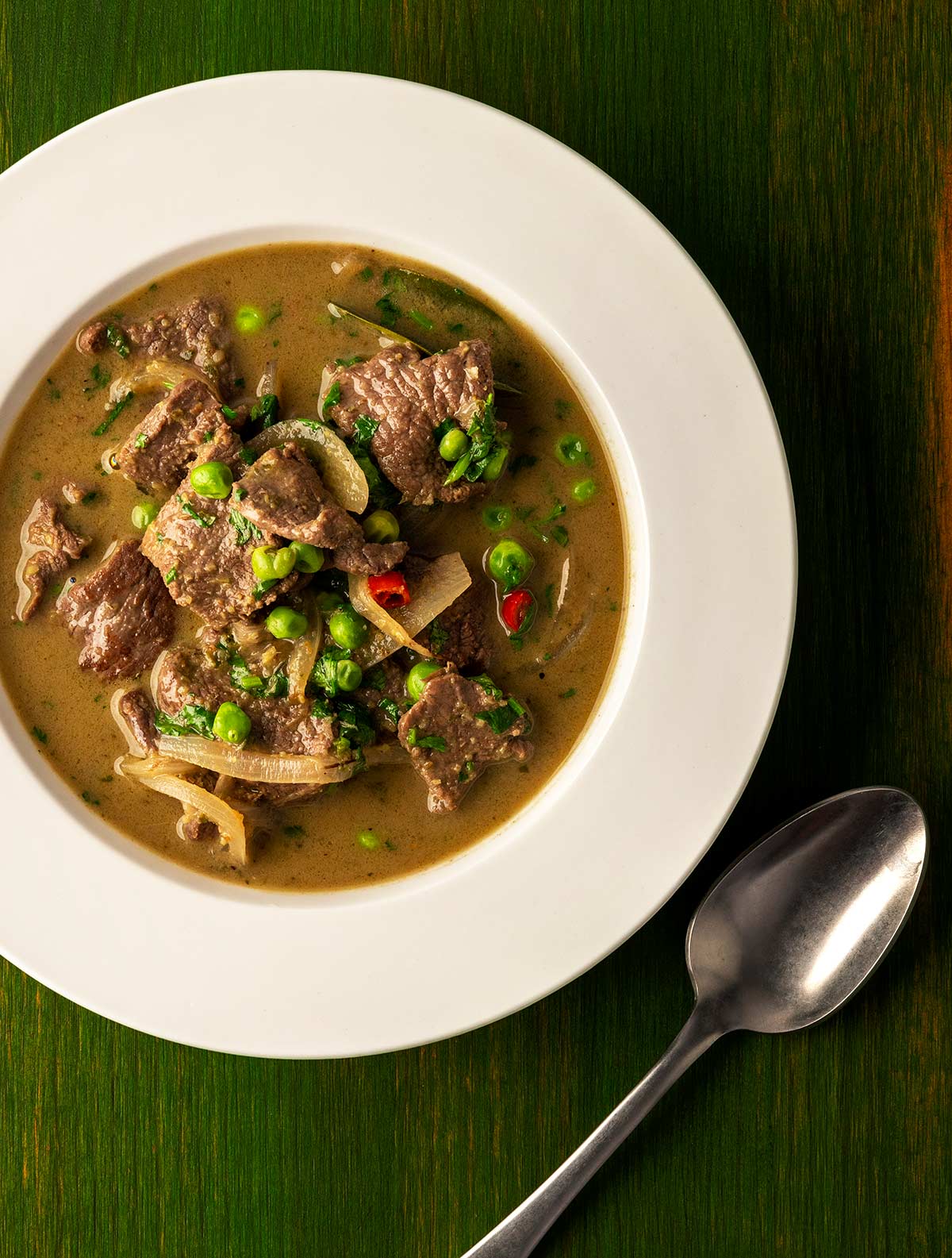 Thai green curry in a bowl