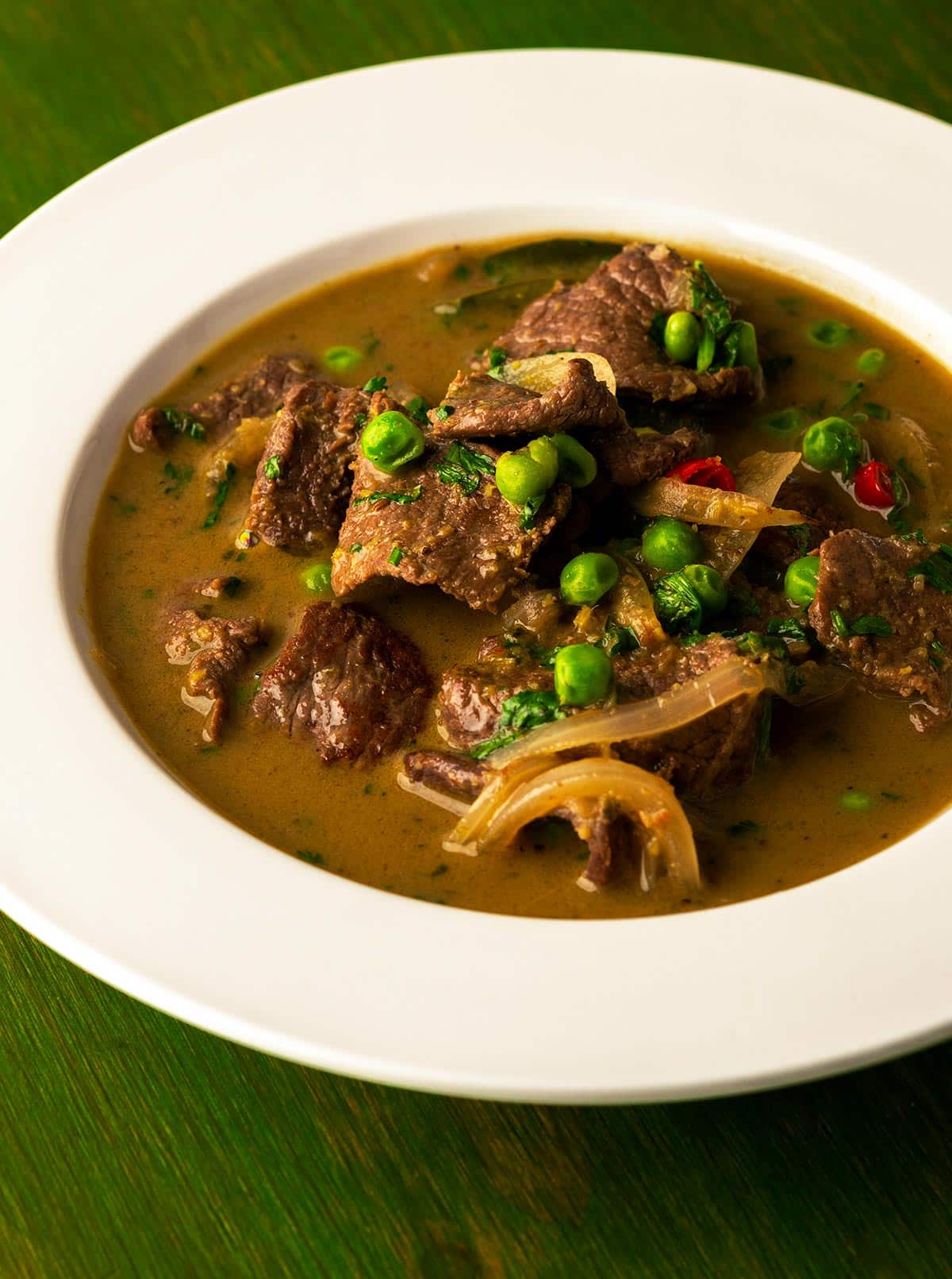 Thai green curry in a bowl