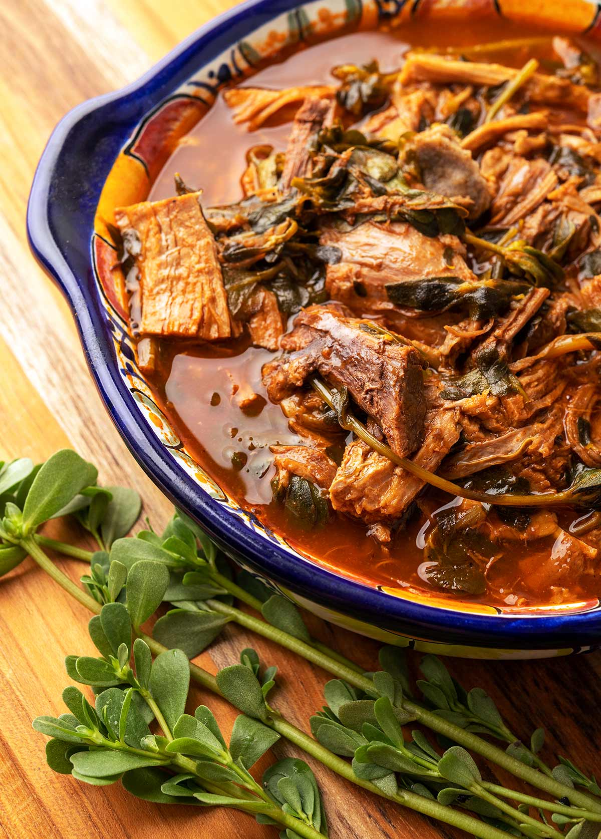 Braised Pork With Purslane