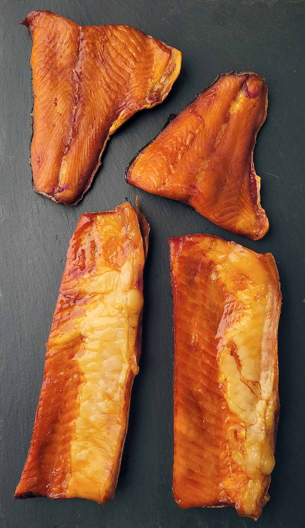 Smoked lake trout on a tray