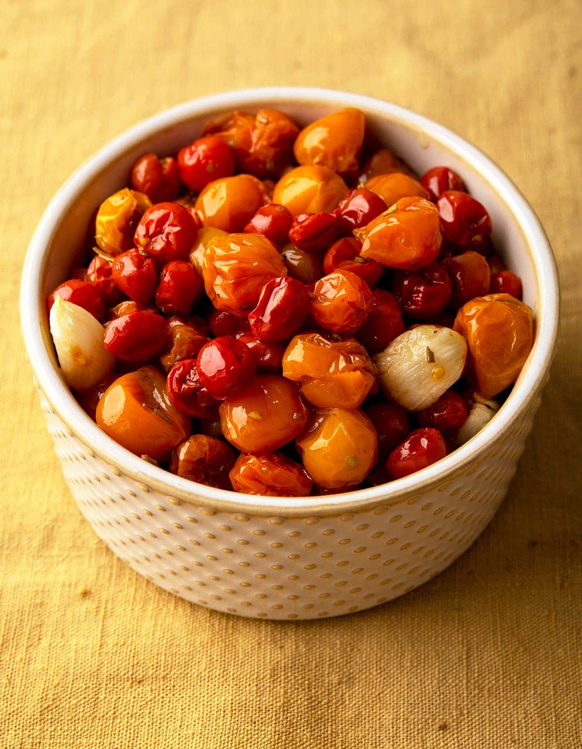 A bowl of cherry tomato confit