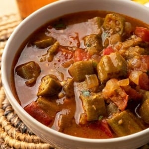 A bowl of okra stew