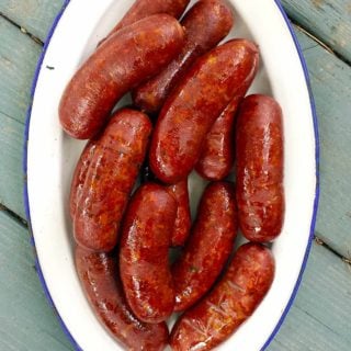 A plate of smoked venison sausage
