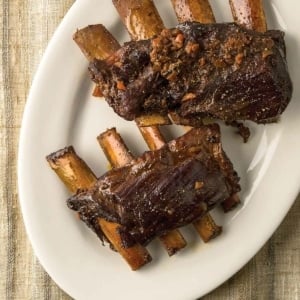 Italian braised venison ribs on a plate