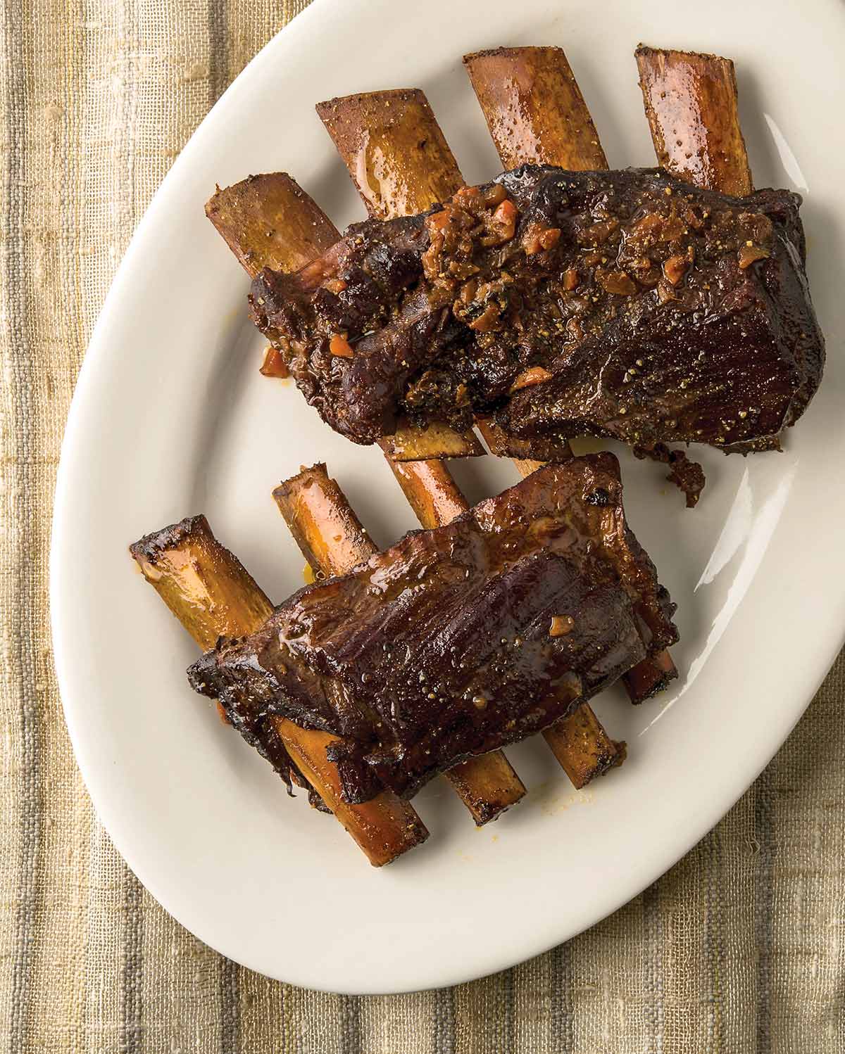 Italian braised venison ribs on a plate