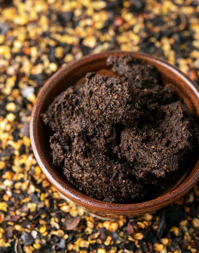 Recado negro spice paste in a bowl