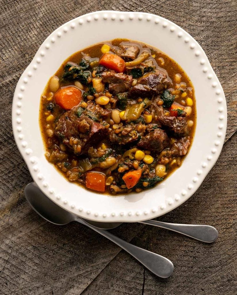 A bowl of elk stew.