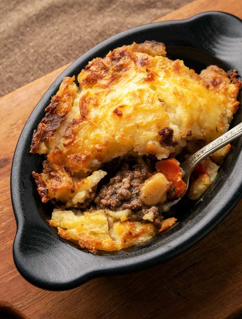 Venison shepherd's pie in a baking dish