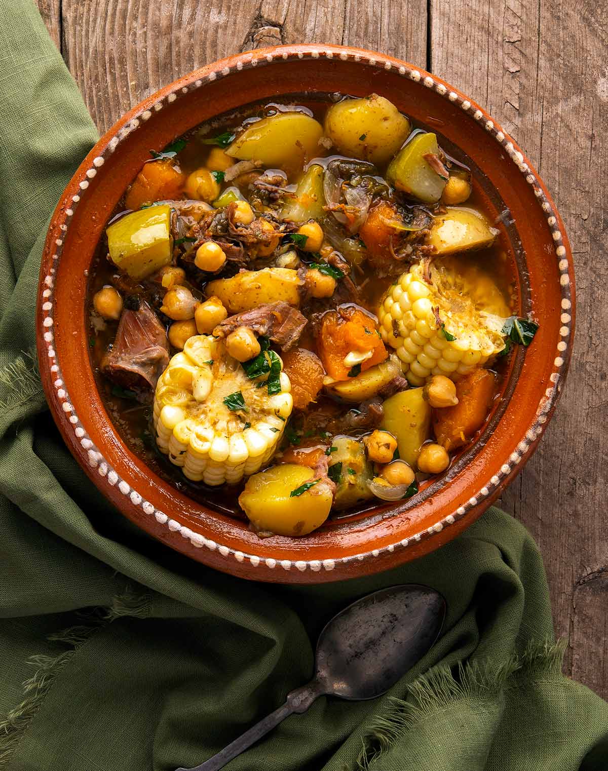 A bowl of puchero stew. 