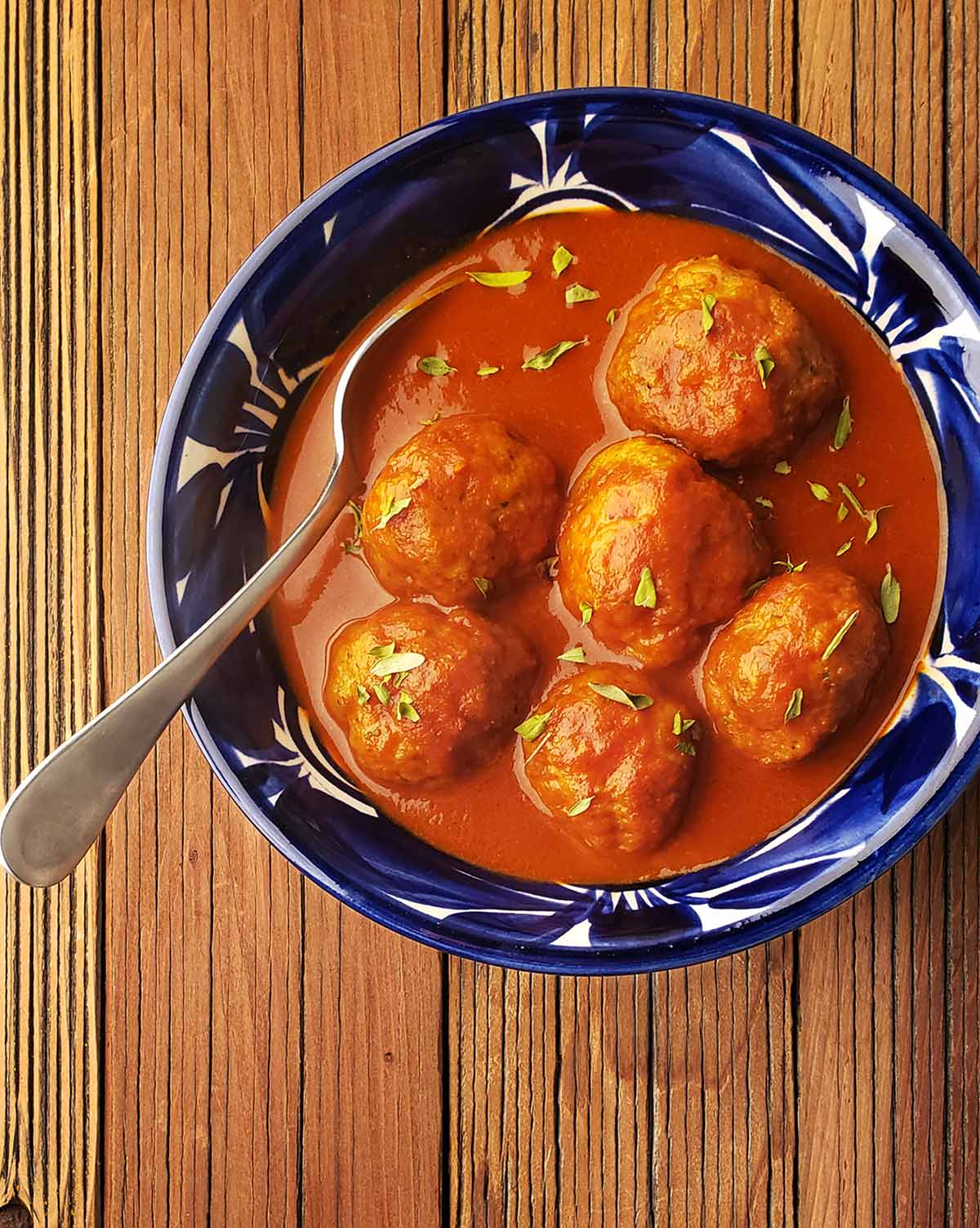 A bowl of albondigas de camaron, Mexican shrimp balls. 