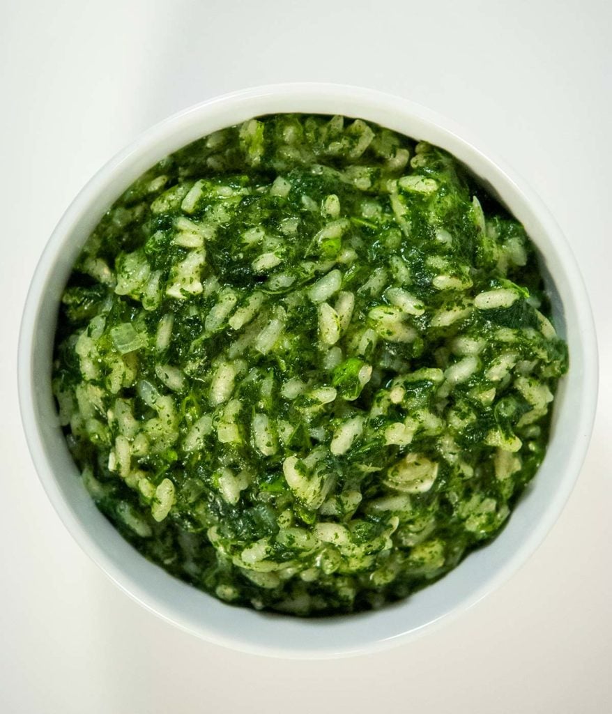 A bowl of nettle risotto.
