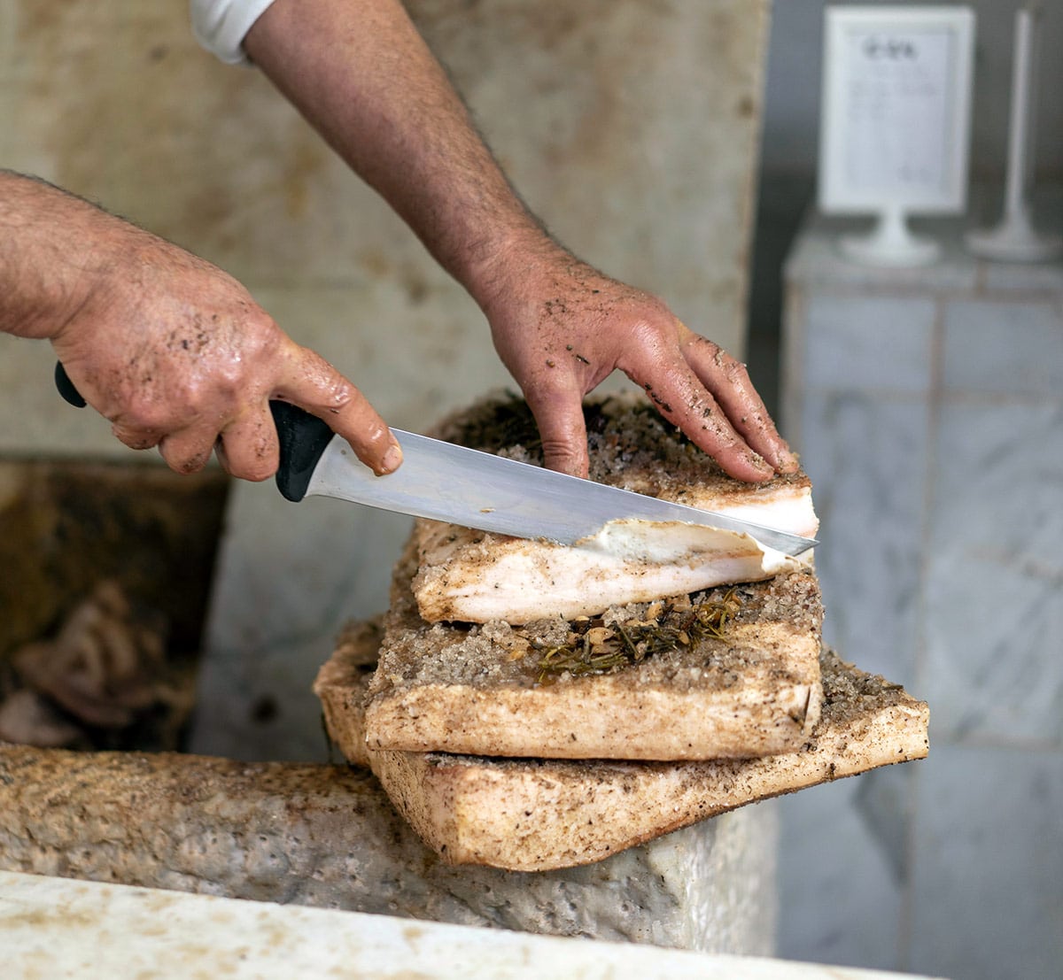 Use Cheesecloth To Keep Cut Guanciale Fresh