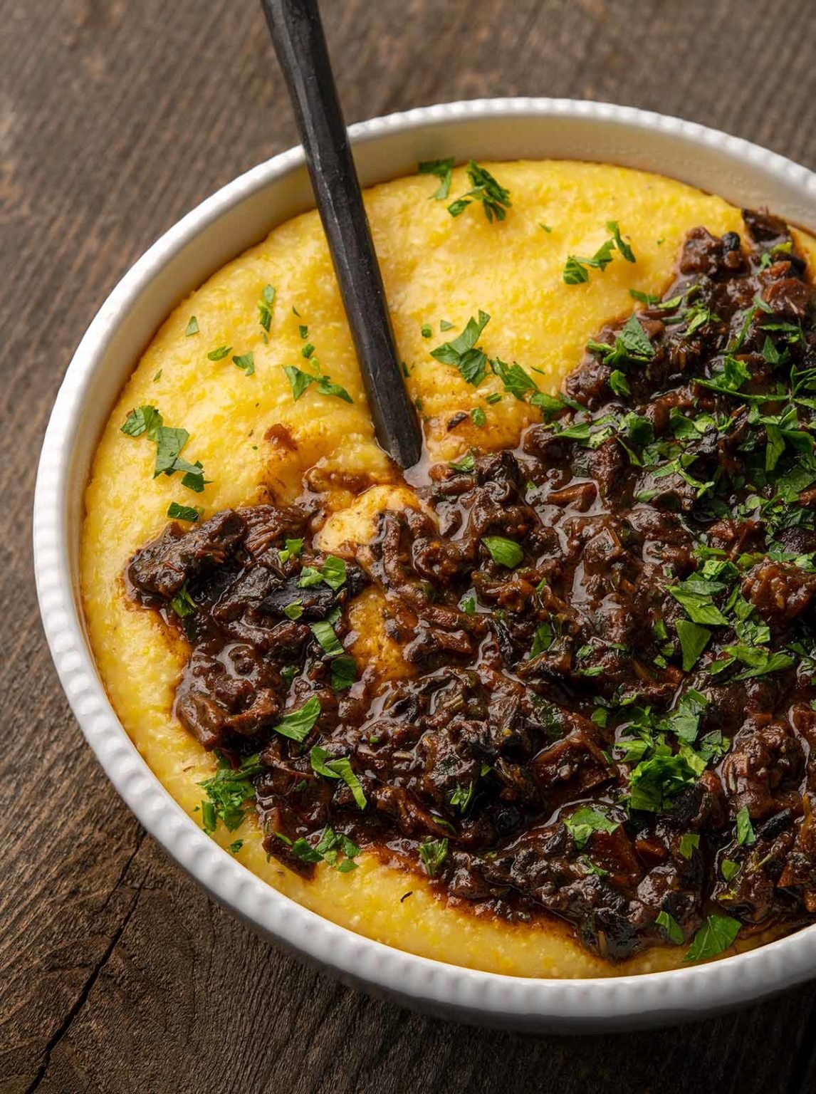 Polenta with Mushroom Ragu Recipe - Italian Mushroom Ragu