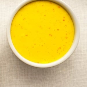 A ramekin of saffron aioli.