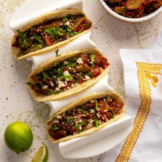 Three nopales tacos ready to eat.