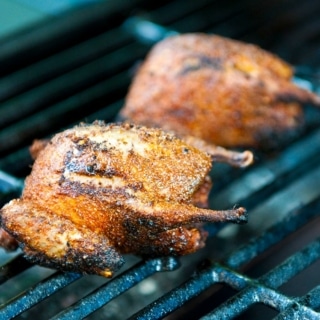 Cajun grilled doves cooking.
