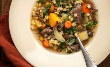 A bowl of Scotch broth using venison.