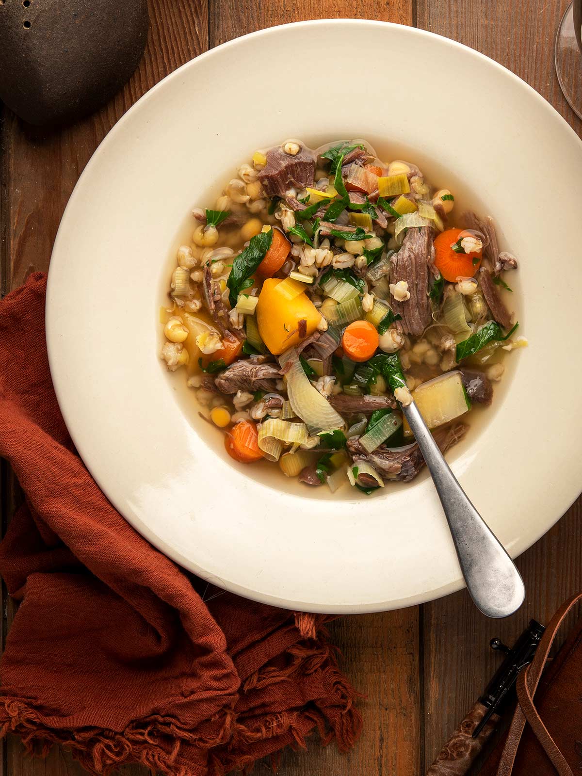 A bowl of Scotch broth using venison. 