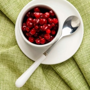 A bowl of lingonberry sauce.