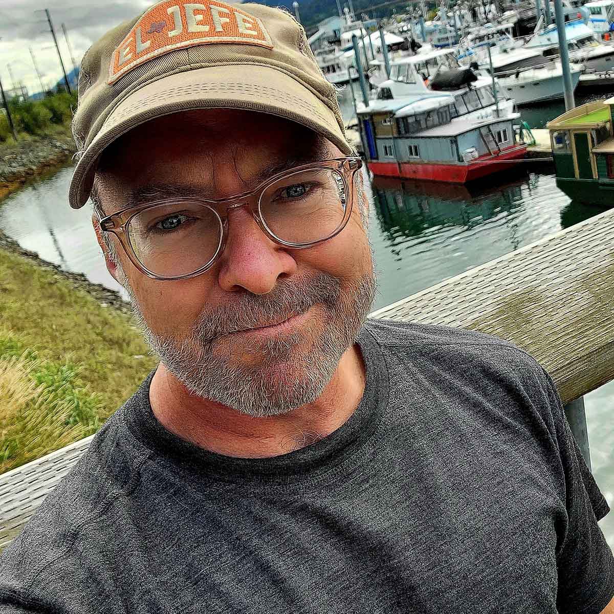 Hank Shaw on the dock in Alaska. 