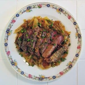 A plate of deer liver and onions, a classic deer liver recipe.