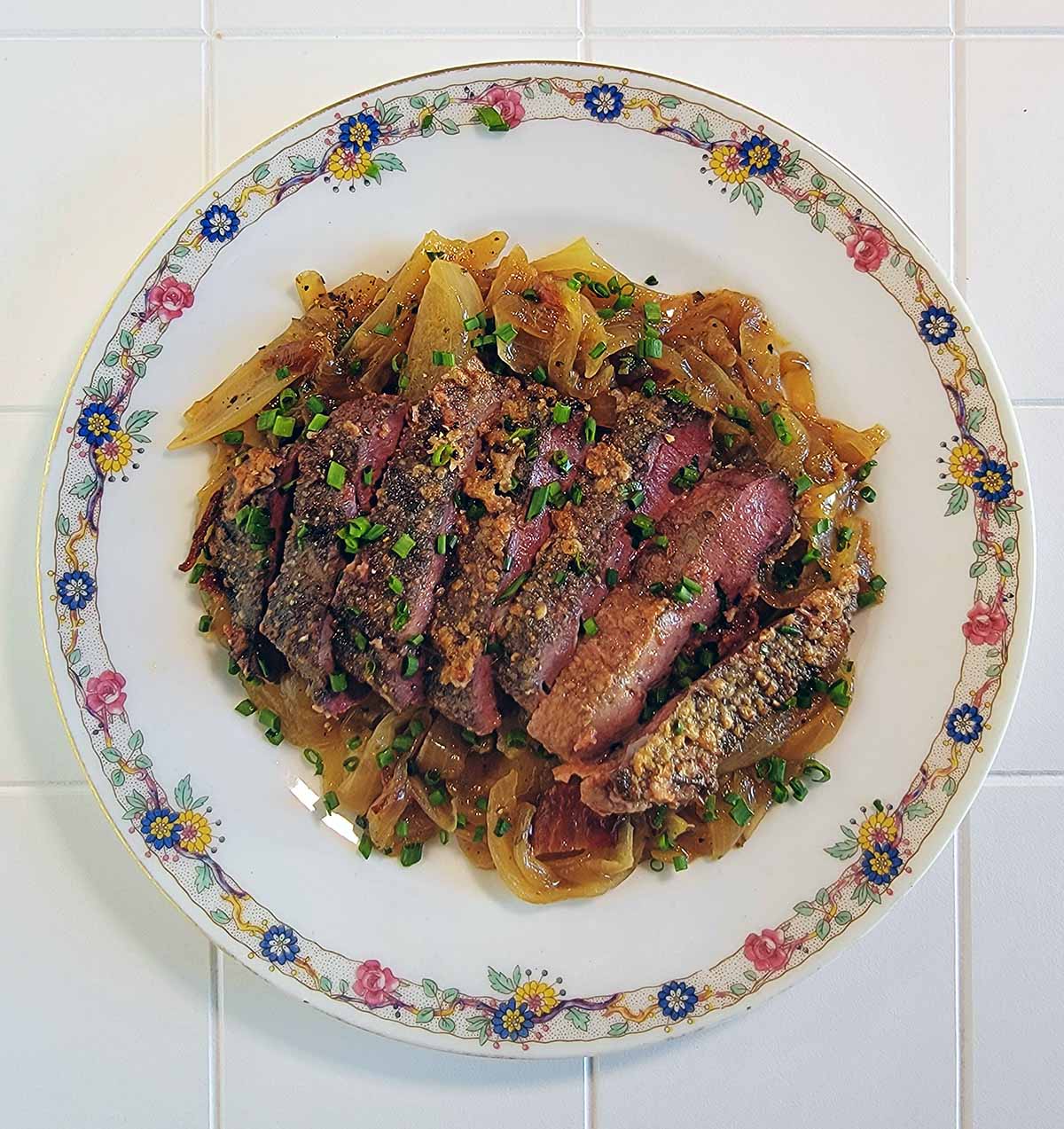 A plate of deer liver and onions, a classic deer liver recipe. 