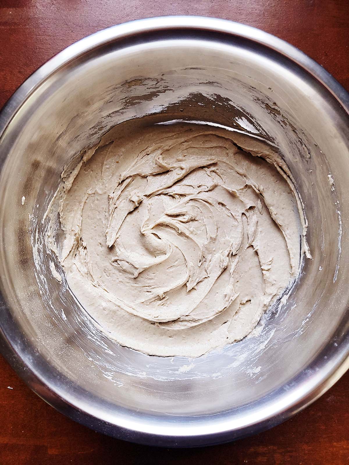 The light rye sponge in a bowl. 